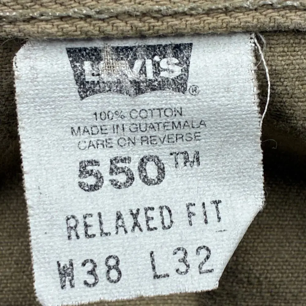Vintage Levi's 550 Jeans Mens 38 x 32 Tan Beige Relaxed Fit Denim Tapered Y2k